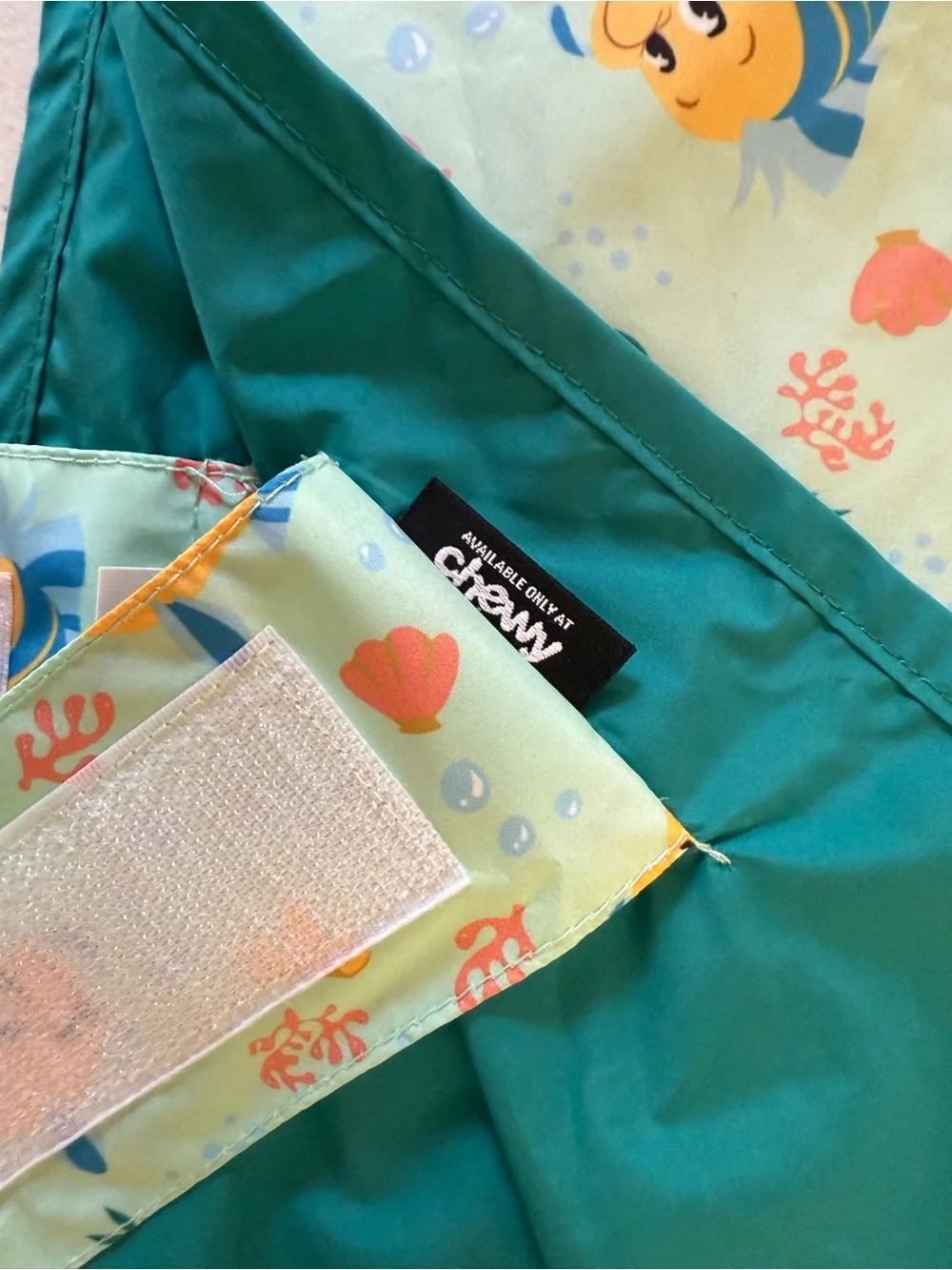 Chewy Disney Dog XXL Little Mermaid Flounder Seafoam Raincoat